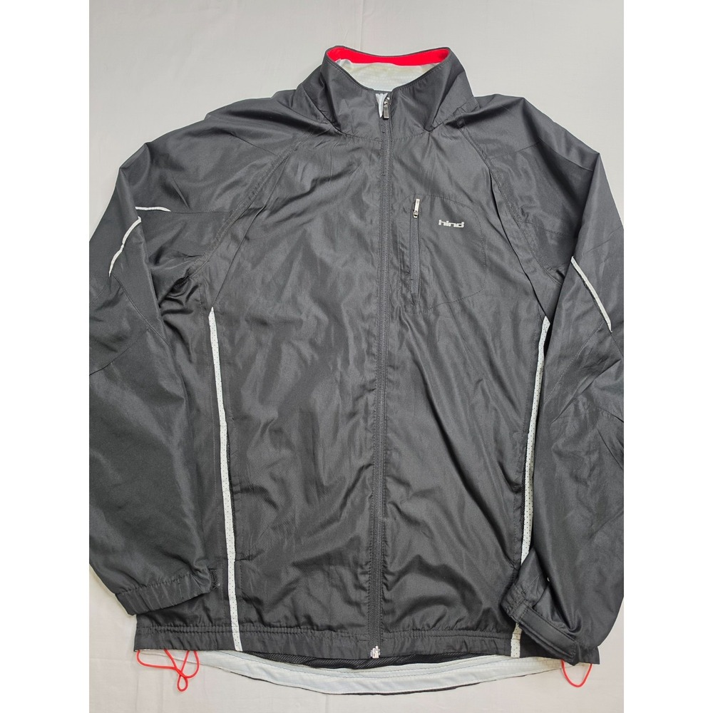 Hind Windbreaker Jacket Men's M Black Mesh Lined Mock Neck Drawcord Hem Athletic